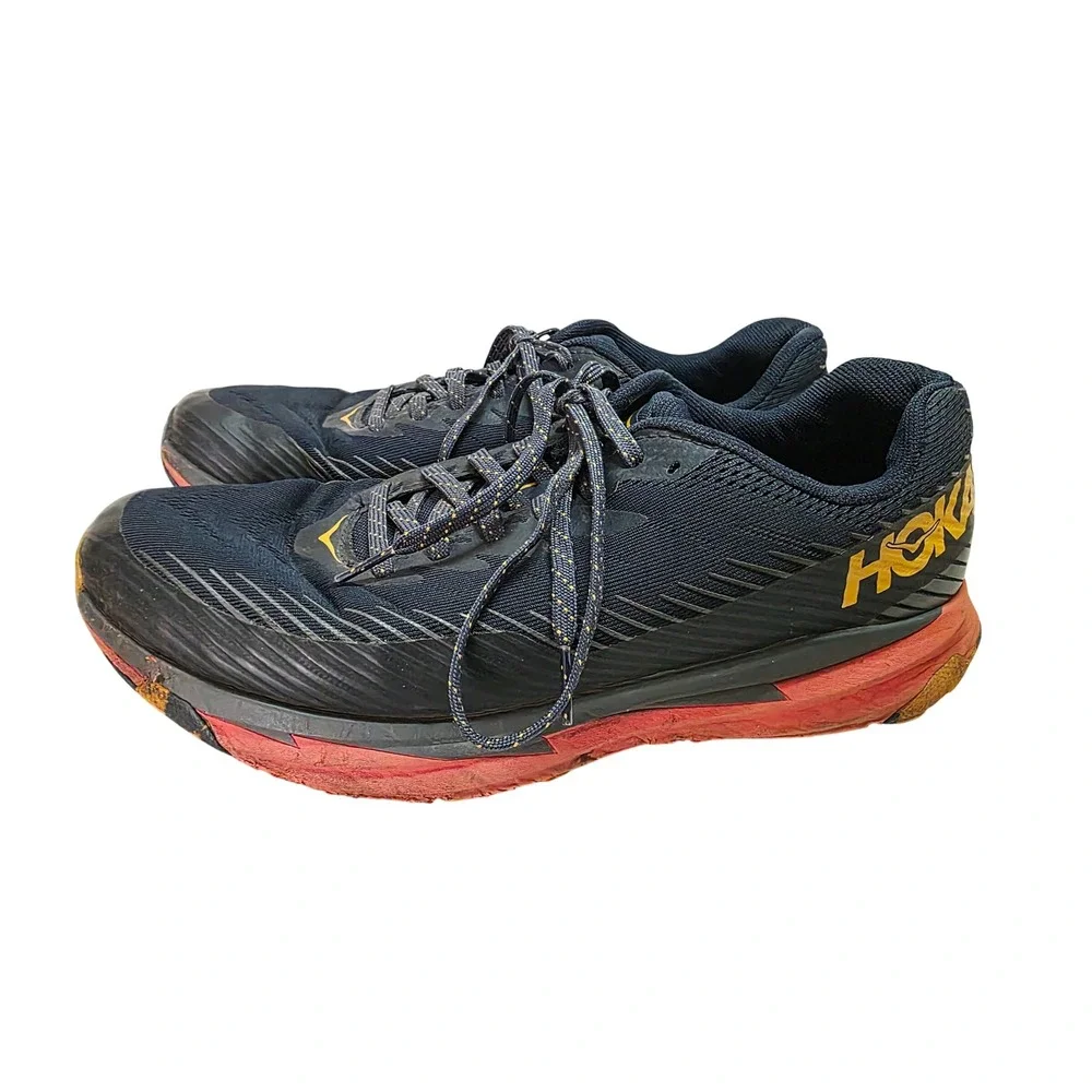 Hoka One One Torrent 2 Mens 10.5‎ Trail Running Shoes Black Orange 1110496 OSFS